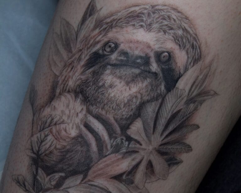 Sloth Tattoo Black and Grey - Landscape